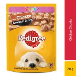Pedigree Puppy Chicken Chunks Wet Dog Food  70 gm  (15 Pouches) 
